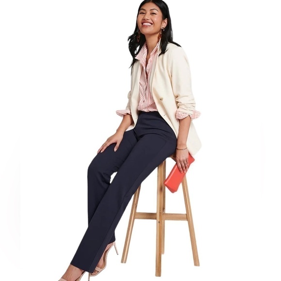 Betabrand Classic Dress Pant Yoga Pant | Straight, medium Long, Navy Blue - Picture 8 of 11